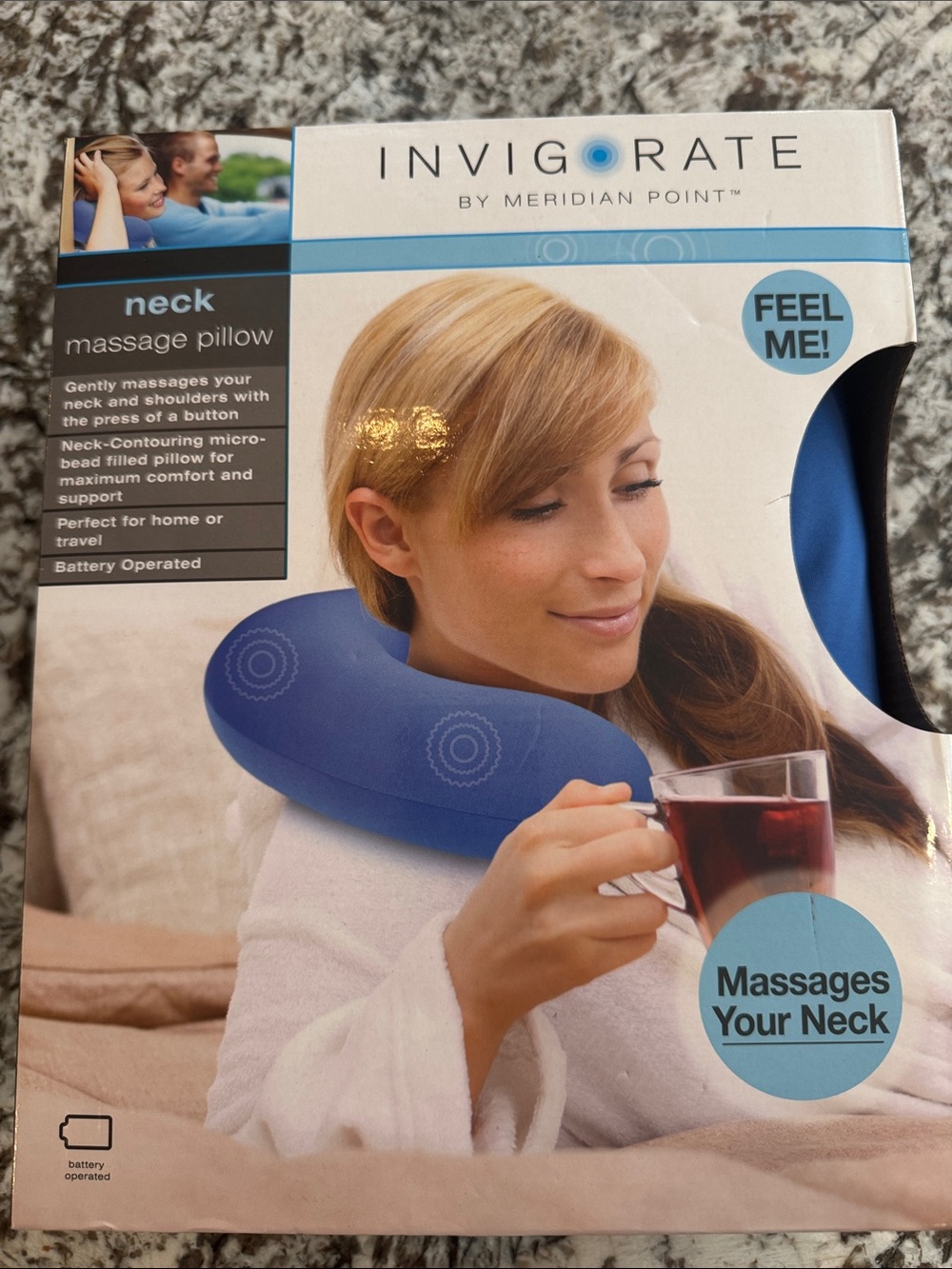 Blue U-Shape Neck Massage Pillow